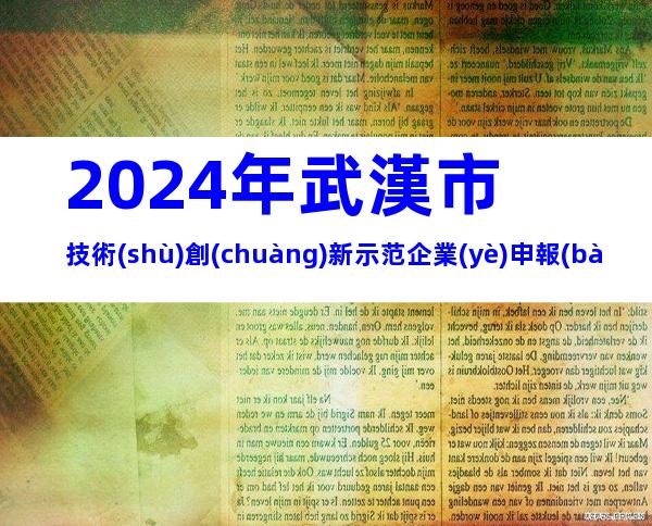 2024年武漢市技術(shù)創(chuàng)新示范企業(yè)申報(bào)條件、步驟及相關(guān)內(nèi)容