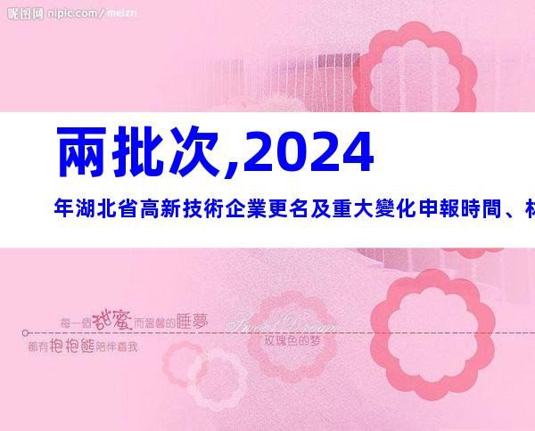 兩批次,2024年湖北省高新技術企業更名及重大變化申報時間、材料合集