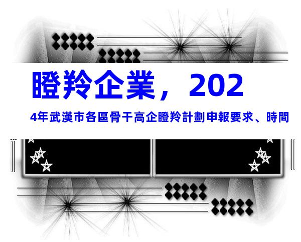 瞪羚企業，2024年武漢市各區骨干高企瞪羚計劃申報要求、時間
