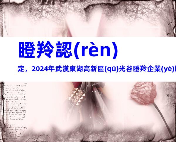 瞪羚認(rèn)定，2024年武漢東湖高新區(qū)光谷瞪羚企業(yè)認(rèn)定條件、程序梳理