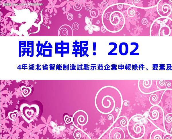 開始申報！2024年湖北省智能制造試點示范企業申報條件、要素及申報時間